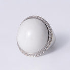 35 Carat White Coral and Diamond 18k White Gold Estate Cocktail Ring