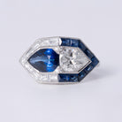 Sophia D. Art Deco Revival Diamond and Sapphire 3.67 Ct Toi Et Moi Platinum Ring