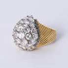 Vintage 1970s Mid Century 2 Carat Diamond Bomb Cluster 14K Gold Cocktail Ring
