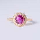 Antique Victorian GIA 1.25 Ct Unheated Burma Pink Sapphire Halo Engagement Ring
