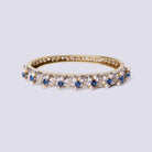 Art Nouveau Sapphire Diamond & Natural Pearl Gold Bangle Bracelet