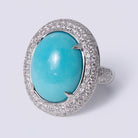 Estate 15.63 Carat Sleeping Beauty Turquoise Pavè Diamond Cocktail Ring