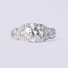 Antique Art Deco 1.64 Carat Old European Cut Diamond Engraved Engagement Ring