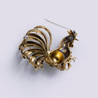 RDY Italian 18k Gold Retro Rooster Pin Enamel & Diamond Brooch