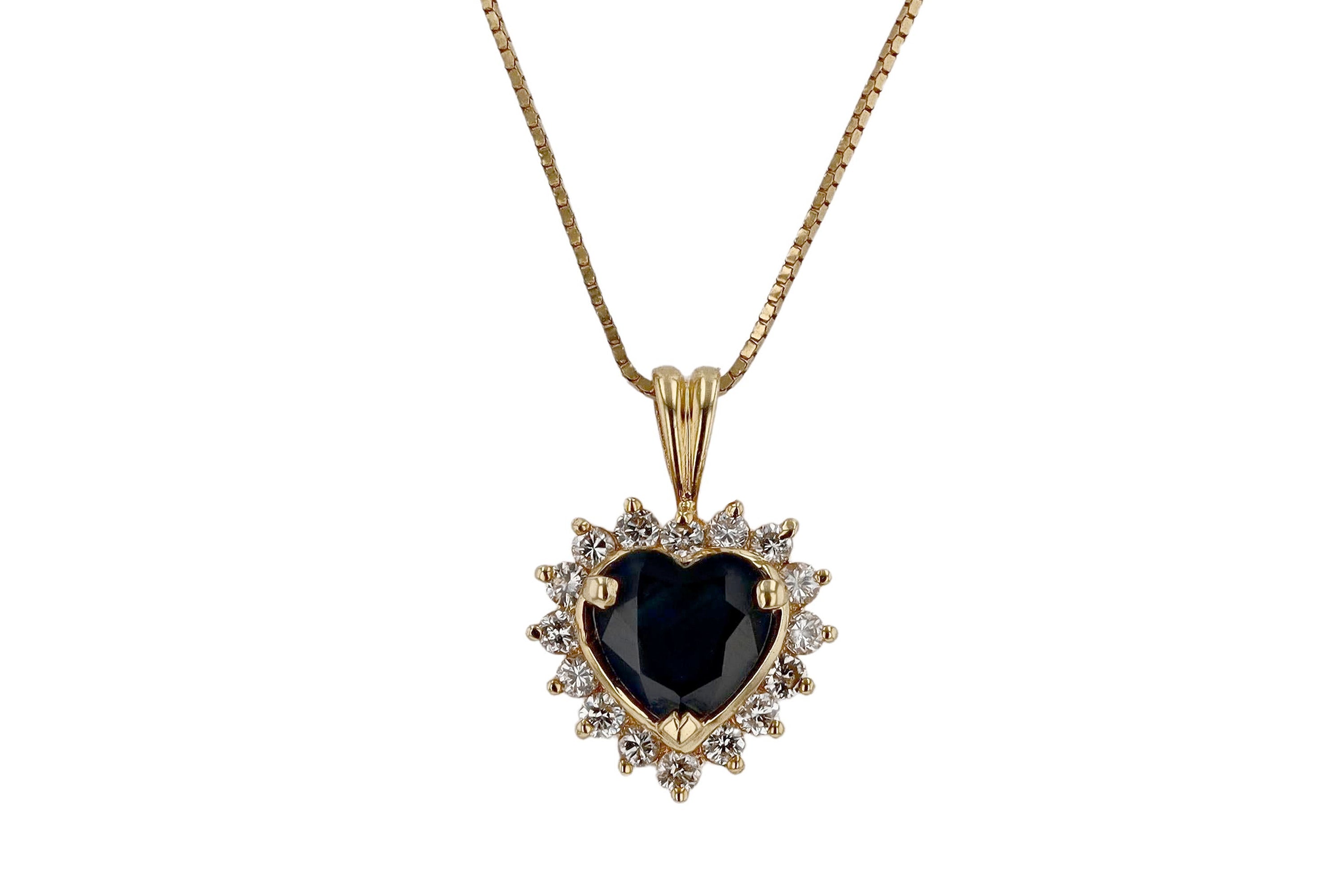 Vintage Sapphire Heart Necklace