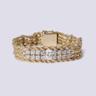 Vintage Estate 1.78 Carat Diamond 4 Strand Heavy 14k Gold Rope Chain ID Bracelet