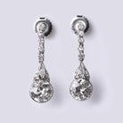 Art Deco 2.50 Carat Old European Diamond Drop Earrings