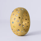 Multi-Color Diamond 21k Gold Estate Wide Cigar Band Donut Ring