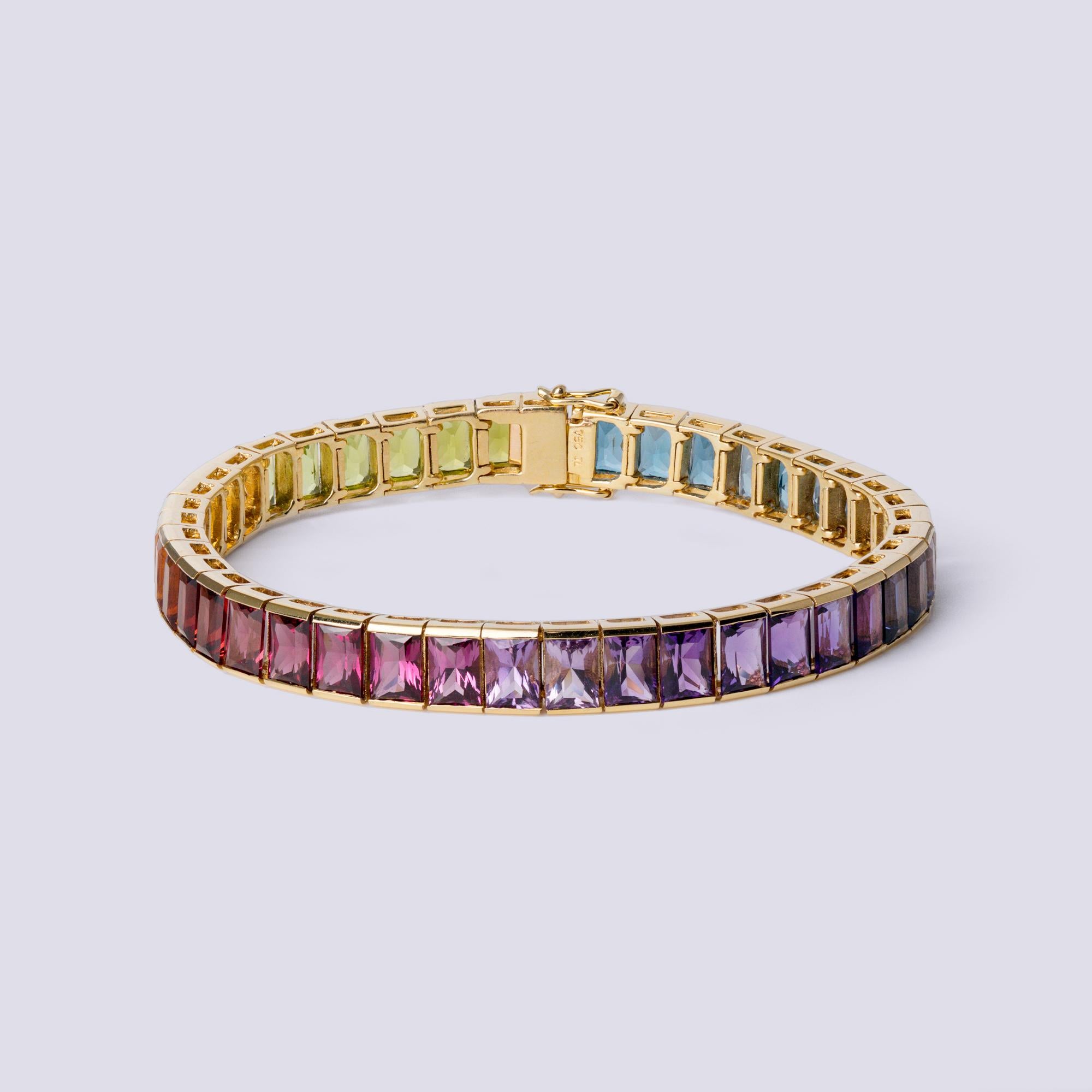 Estate H. Stern Rainbow Gemstone 18k Gold Tennis Bracelet