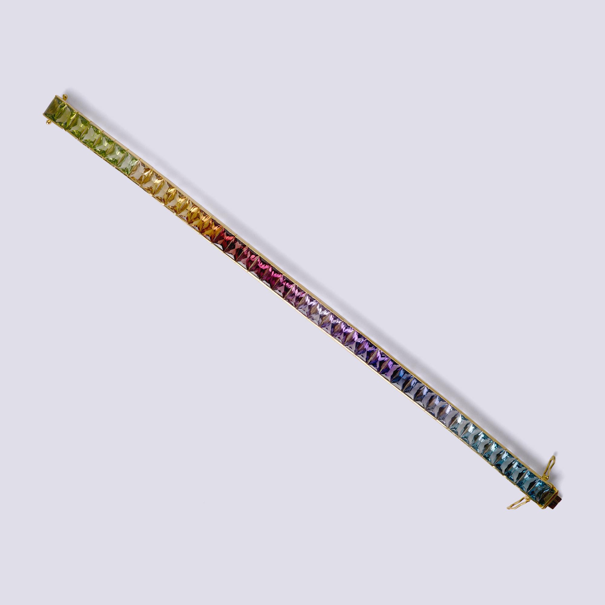 Estate H. Stern Rainbow Gemstone 18k Gold Tennis Bracelet