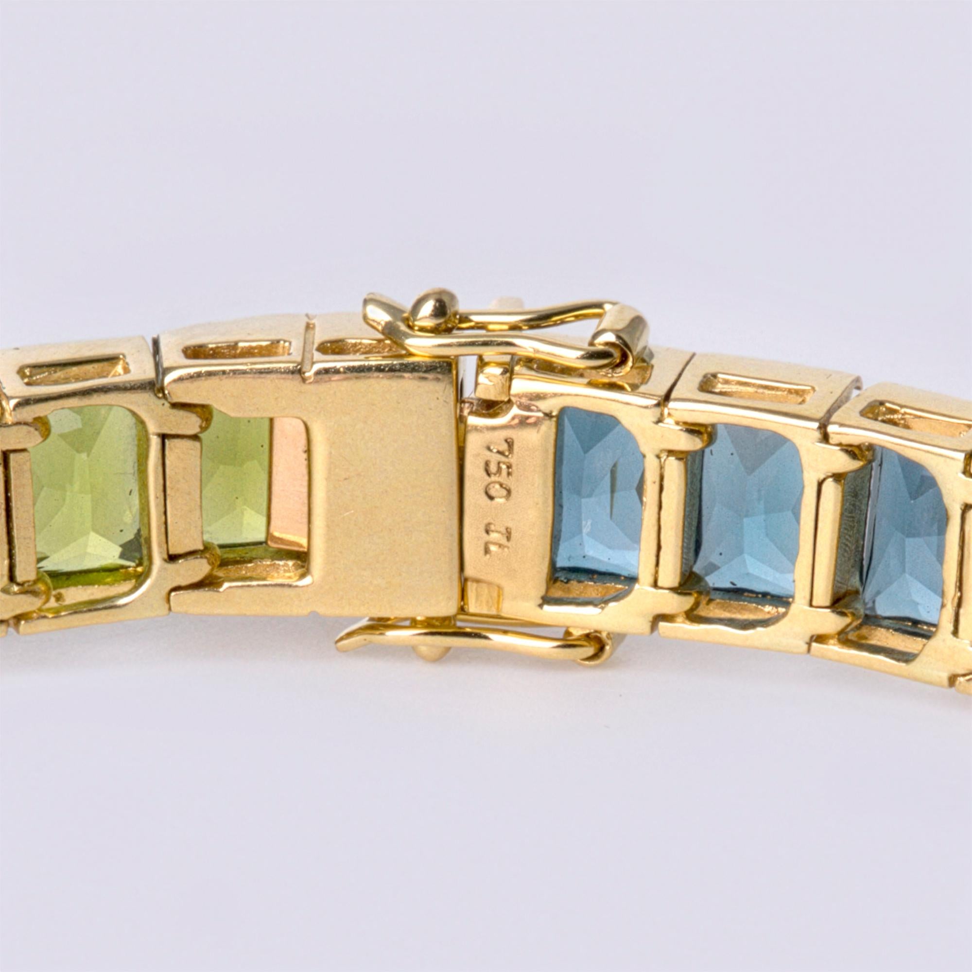 Estate H. Stern Rainbow Gemstone 18k Gold Tennis Bracelet