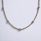 Estate Diamonds By The Yard Italian 18k Two-Tone Gold Link Station Necklace