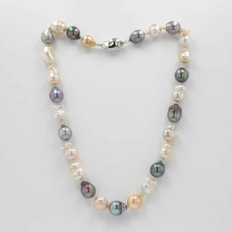 Multi-Color Golden South Sea & Black Tahitian Pearl Necklace
