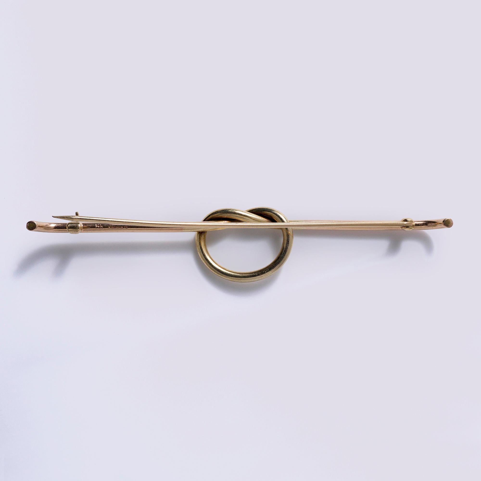 Vintage Retro 1940s Tiffany & Co 14k Two-Tone Love Knot Brooch Pin