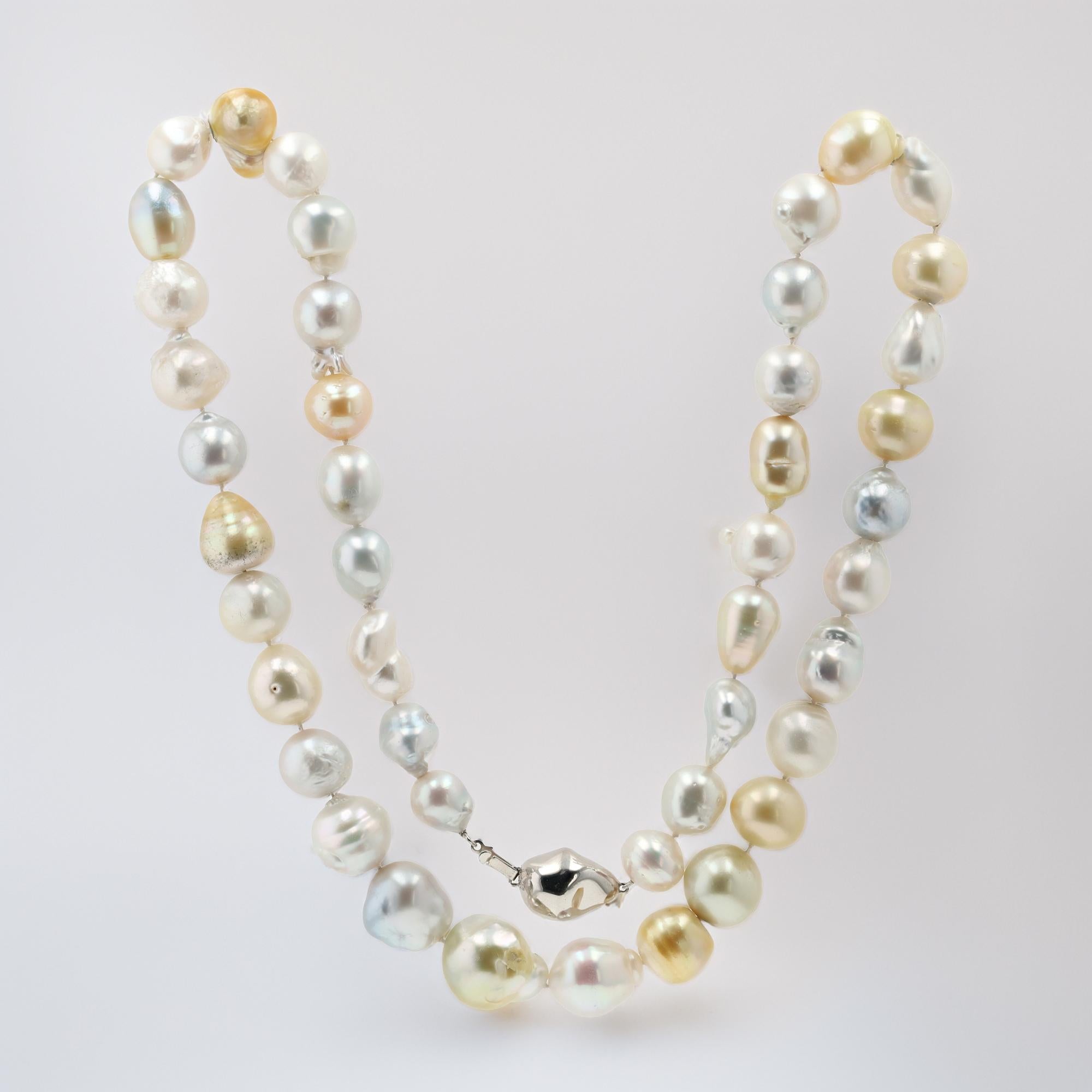 Belrose Jewelers Baroque Golden & White South Sea Pearl Strand Long Necklace