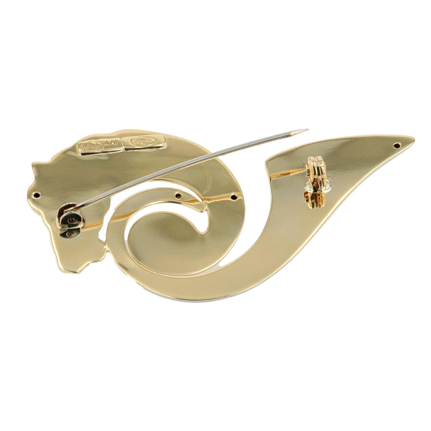 Signed Italian 14k Gold Horse Brooch Pin