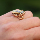 Brutalist Boulder Opal & 14k Gold Nugget Ring