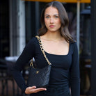 Pre Owned Chanel 2023 23A Black Quilted Lambskin Hobo Bag