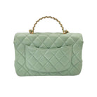 Like New Chanel 2024 Pistachio Rectangular Mini Logo Top Flap Bag