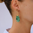 Retro Antique Carved Jade and 14k Gold Drop Earrings