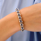 Art Nouveau Sapphire Diamond & Natural Pearl Gold Bangle Bracelet