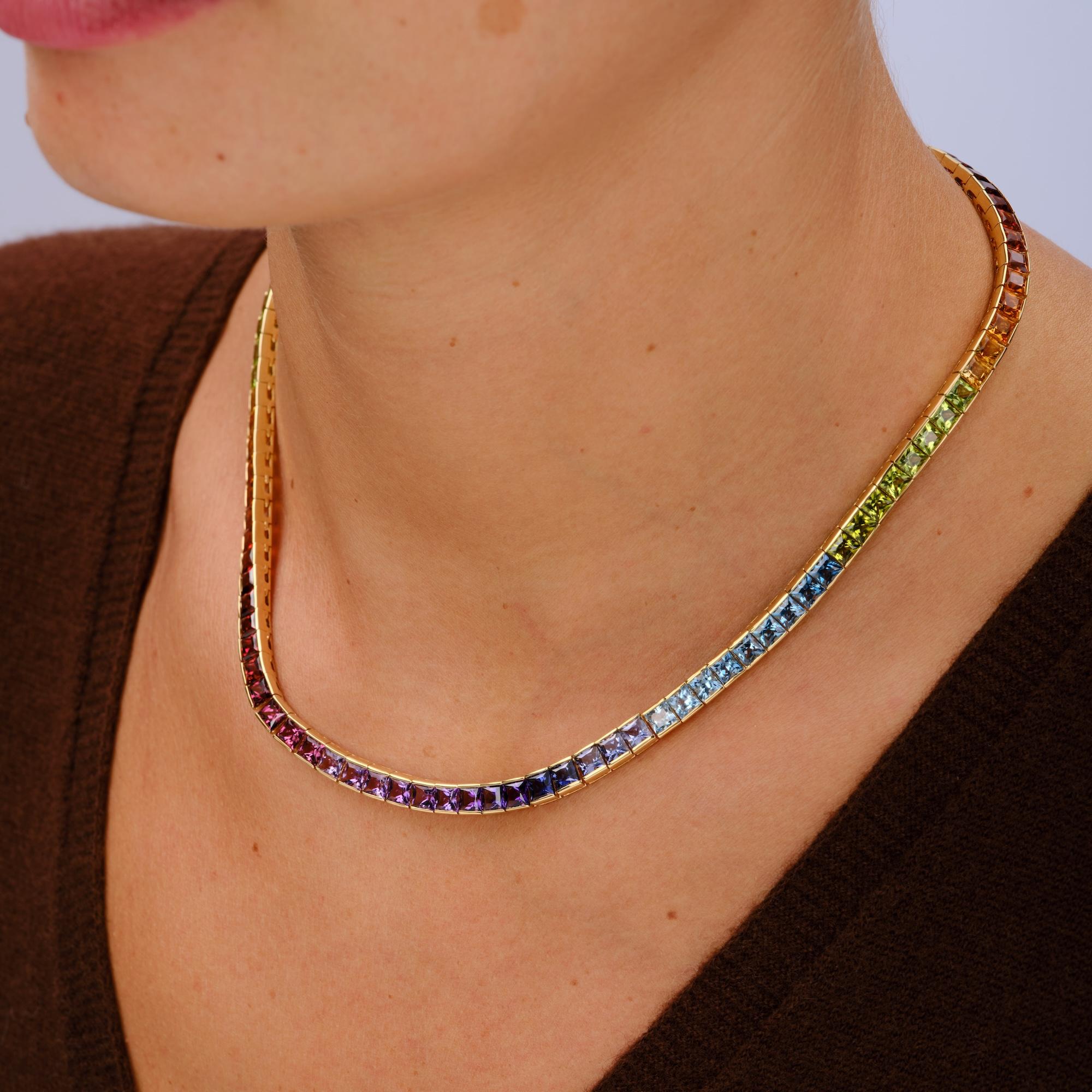 Signed H. Stern 33.50 Carats Multi-Gemstone Rainbow Necklace