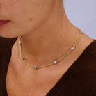 Estate Diamonds By The Yard Italian 18k Two-Tone Gold Link Station Necklace