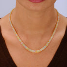 Natural Opal Faceted Bead Necklace 30 Carats 14k Gold