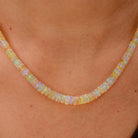 Natural Opal Faceted Bead Necklace 30 Carats 14k Gold