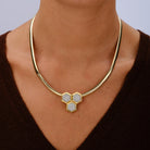 Vintage Van Cleef & Arpels 18K Yellow Gold Diamond Honeycomb Pendant 1970s