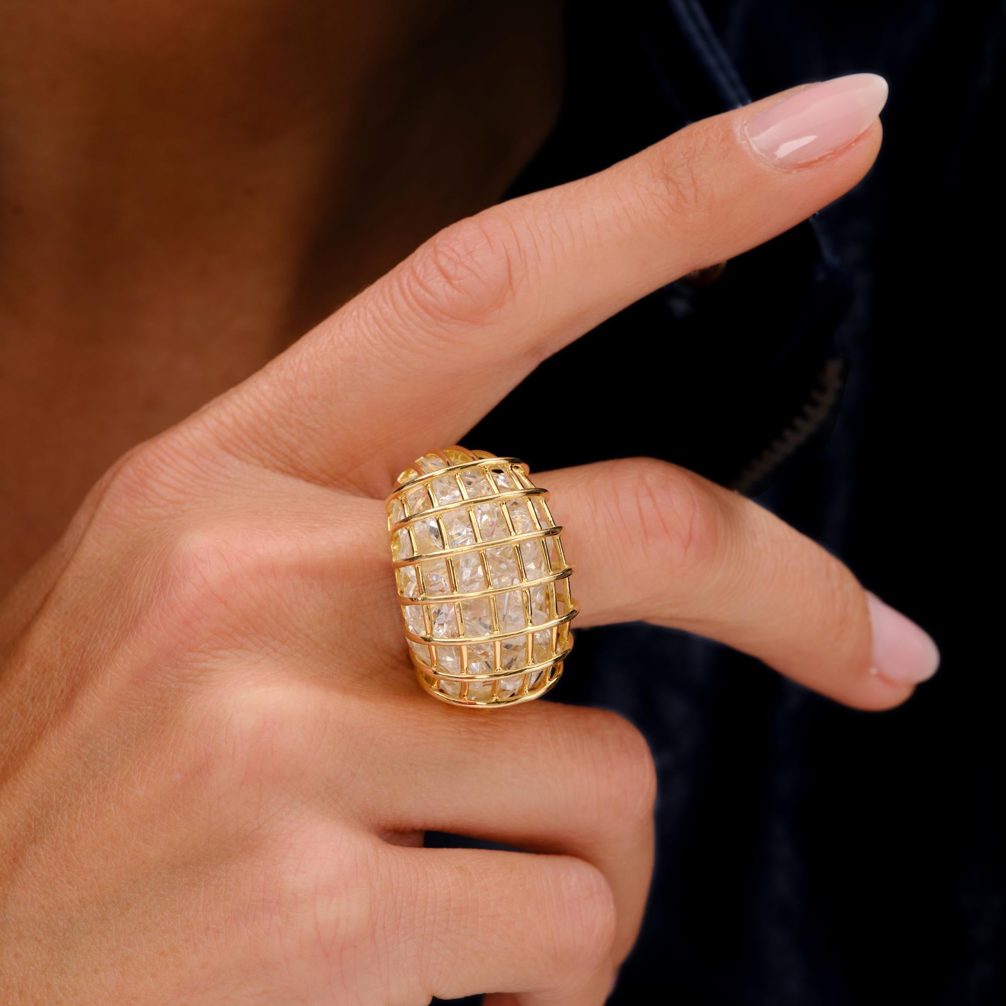 Signed Verdura Caged Collection 18k Gold Rock Crystal Estate Ring