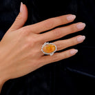 Mid Century Mexican Fire Opal & Diamond Grand Cocktail Ring