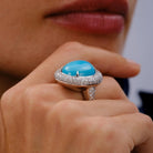 Estate 15.63 Carat Sleeping Beauty Turquoise Pavè Diamond Cocktail Ring