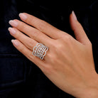 7 Tiered 2.50 Carat Diamond Tiara Wide White Gold Estate Band