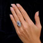 Edwardian Revival 2.62 Carat Sapphire & Diamond Platinum Navette Cocktail Ring