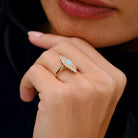 Antique Edwardian Opal and Diamond Navette Ring in 14k Gold Circa 1912