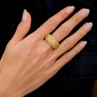 Multi-Color Diamond 21k Gold Estate Wide Cigar Band Donut Ring