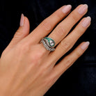 Rose Cut Diamond Emerald Egyptian Revival Snake Statement Cocktail Ring
