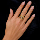 Vintage 1970s SANZ 18k Gold Open Diamond Wide Band Ring