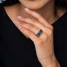 Estate Invisible Set Sapphire & Diamond Wide Band Ring