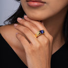 Estate 5 Carat Tanzanite East-West 18k Gold Men's Ring
