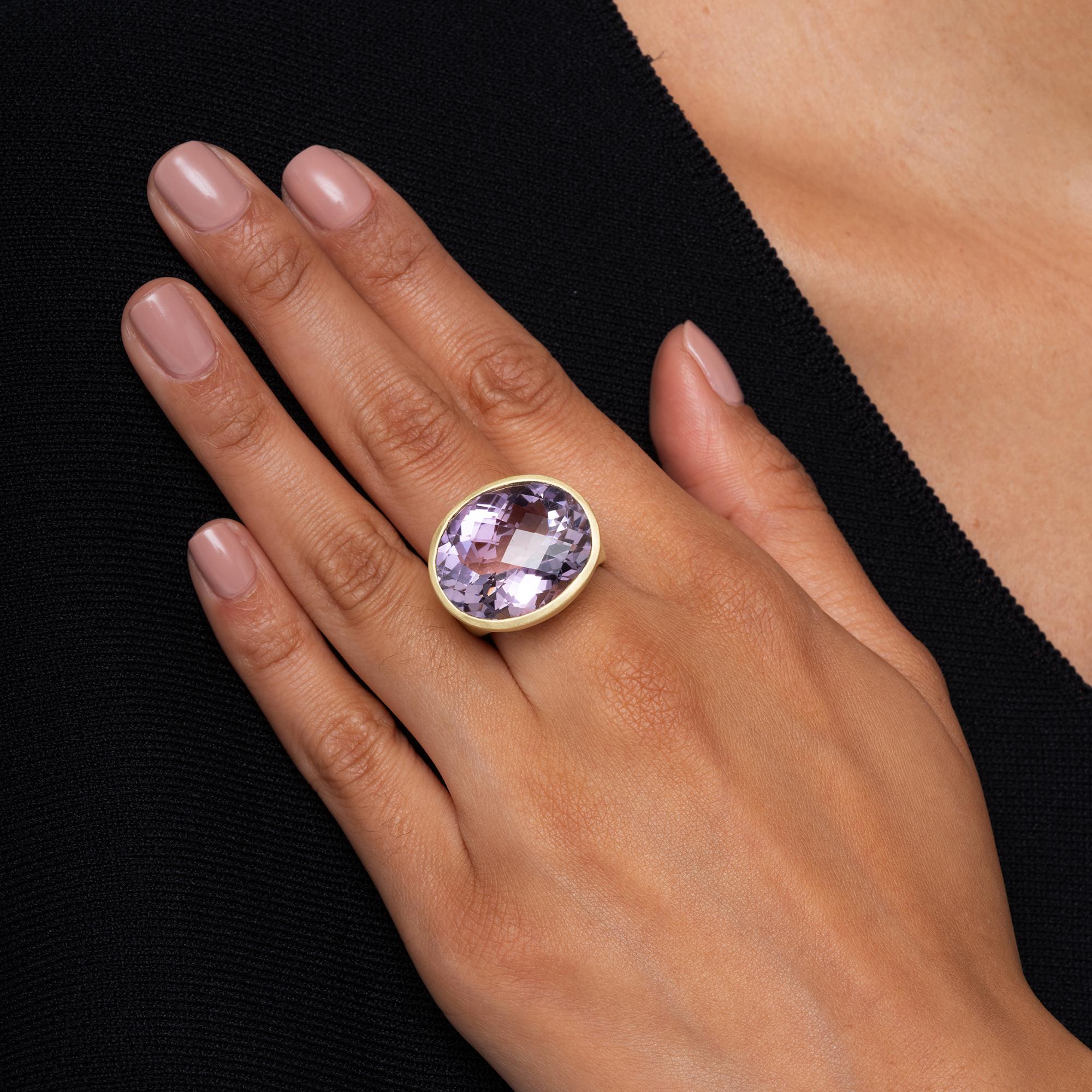 Estate Designer MAZ Bold 25 Carat Rose de France Amethyst Ring