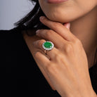 Retro 1940s GIA Certified 6.50 Carat Burmese Fei Cui Type A Jade & Diamond Ring