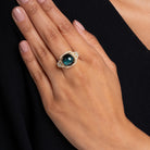 Vintage 14k Gold 9.62 Carat Cat's Eye Indicolite Tourmaline & Diamond Ring