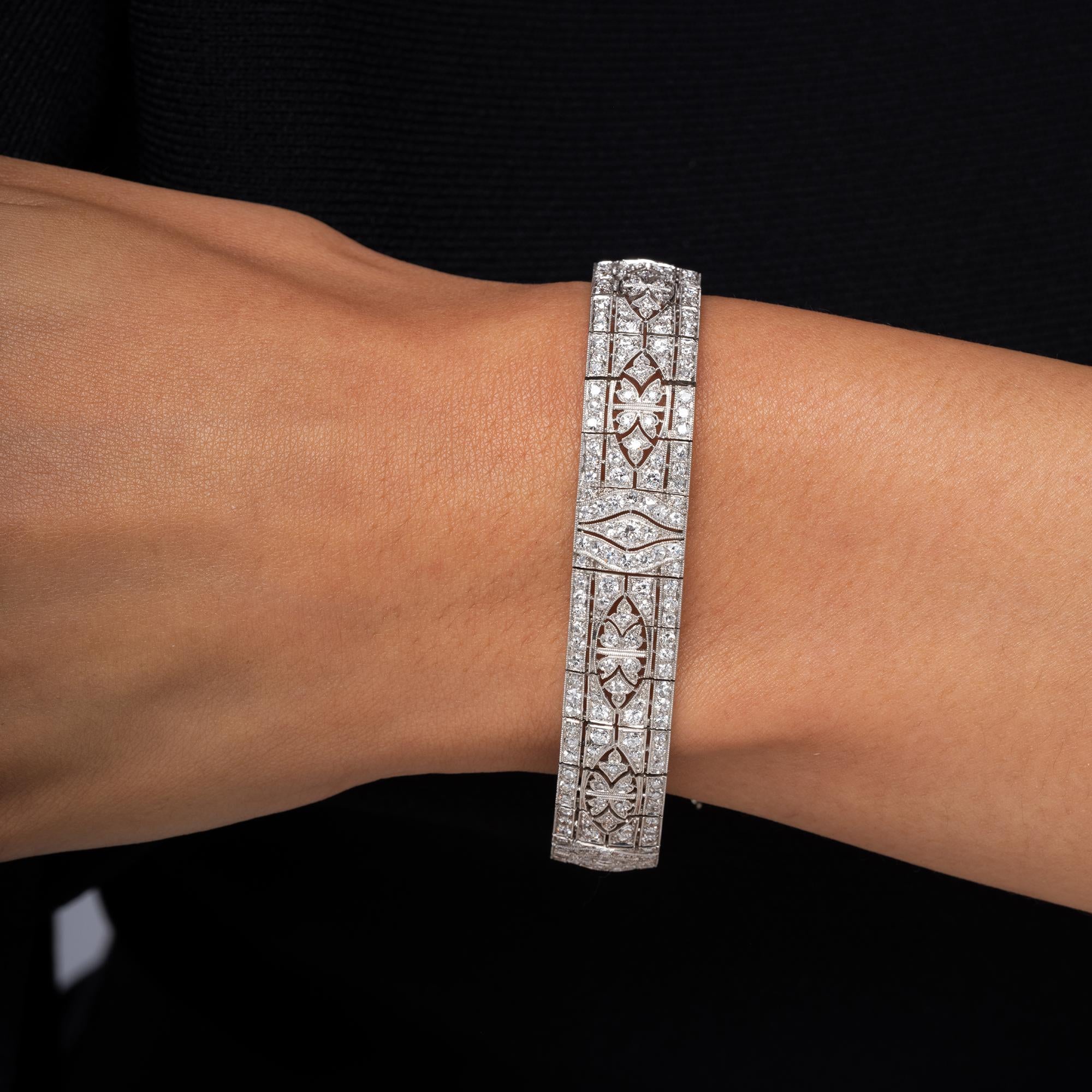 Antique Tiffany & Co. Art Deco 6 Carat Diamond Platinum Filigree Line Bracelet