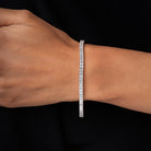 Estate 9 Carat Emerald Cut Diamond and Platinum Tennis Bracelet