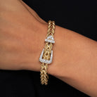 Vintage 14k Gold Rope Diamond Adjustable Belt Buckle Bracelet