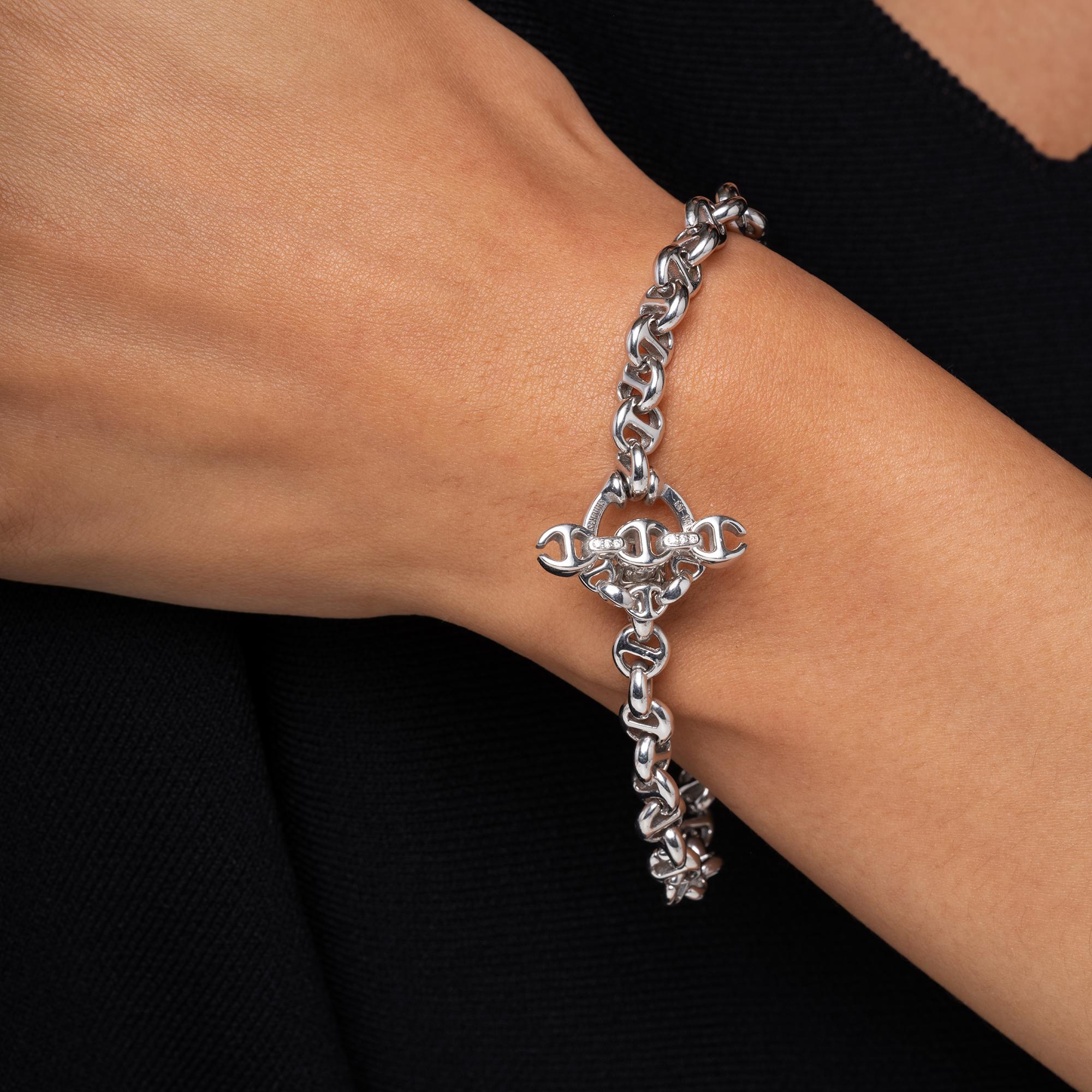 Hoorsenbuhs 18k White Gold Men's Link Toggle Bracelet