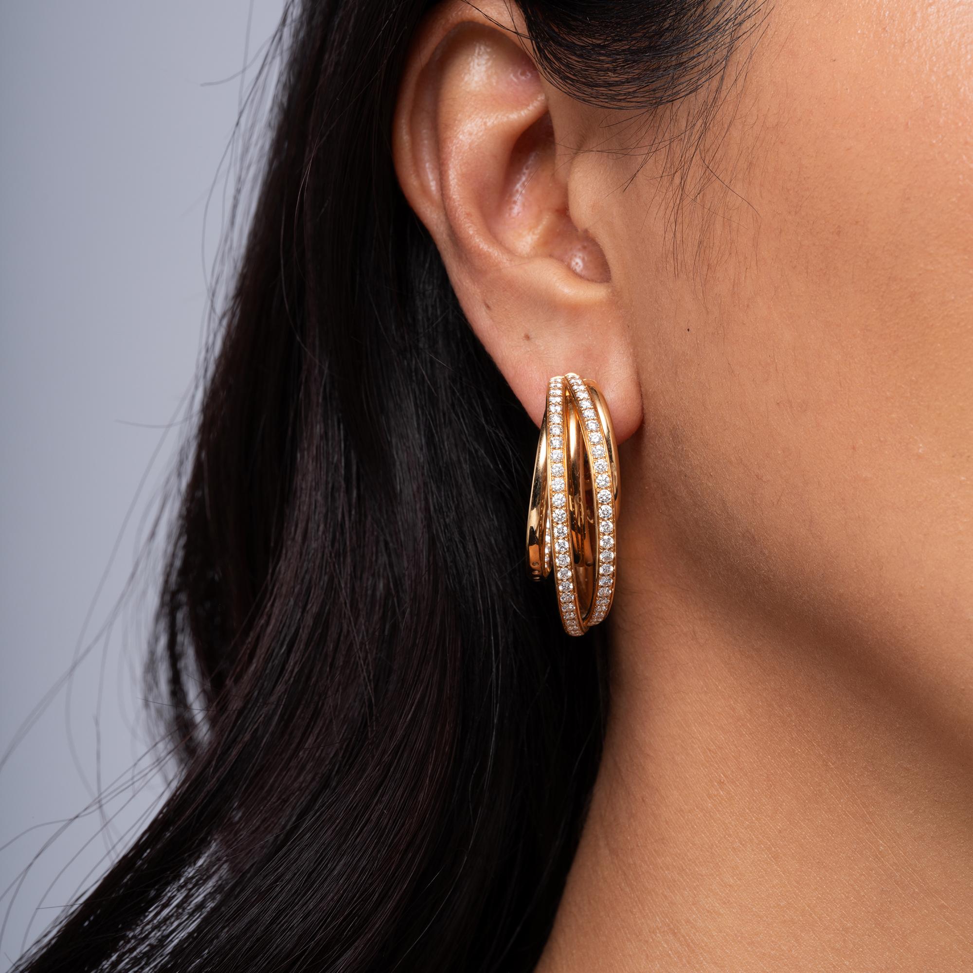 Estate De Grisogono Allegra 4 Carat Diamond Intertwined Hoop Earrings