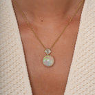 Modernist 21 Carat Opal Orb Diamond Sphere Pendant Necklace